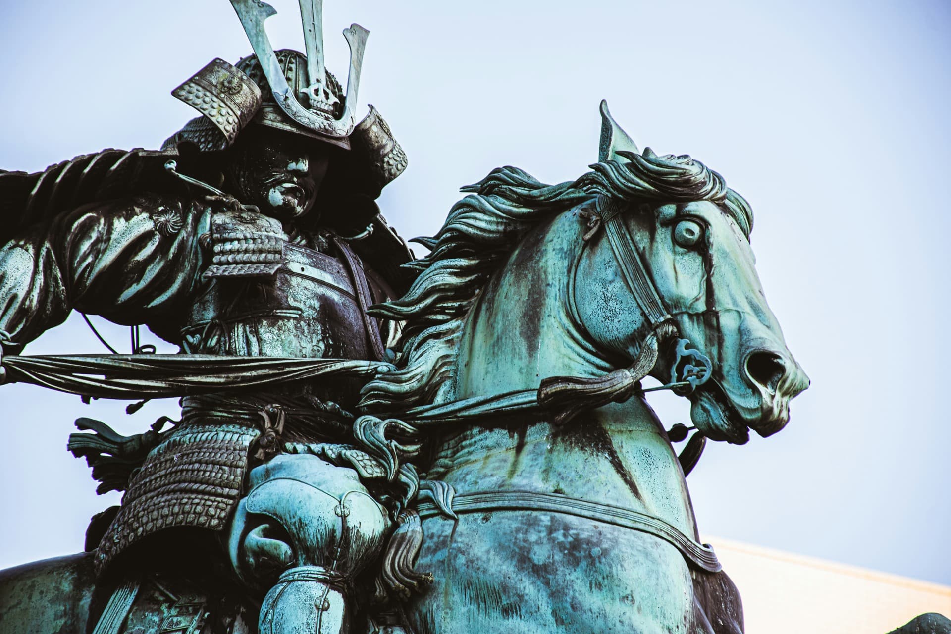 Samurai warrior statue on horseback, the spirit of Bushido